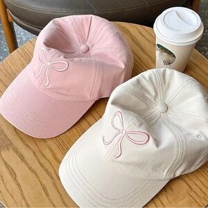 Pink Baseball Cap with Ribbon Detail